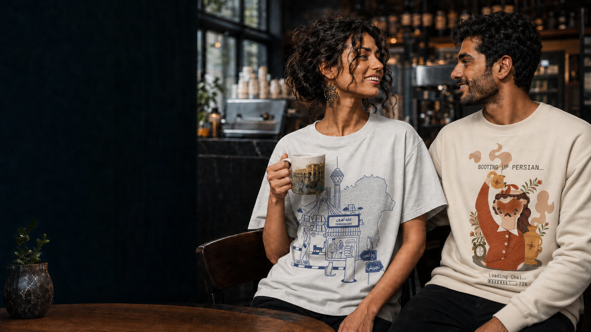 Models wearing Chakchak Co. graphic apparel